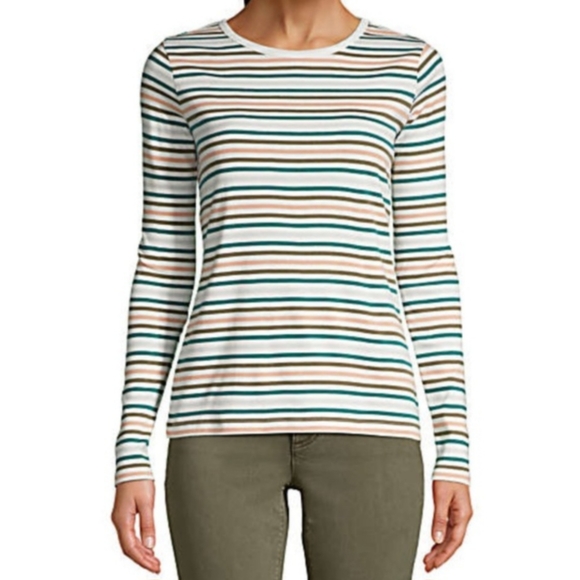 Lands' End Tops Lands End Shaped Fit Long Sleeve Crewneck Tee Ivory